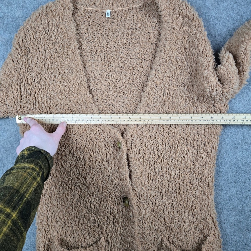 R13 Teddy Bear Cardigan Womens XS Oatmeal Brown Fuzzy Wool Blend Longline Grunge - Picture 13 of 16